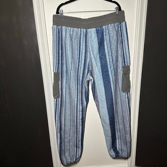 Tru Kolors Blue Striped Fleece Joggers Pants Size XXL Sherpa Men's Matching - Picture 6 of 11